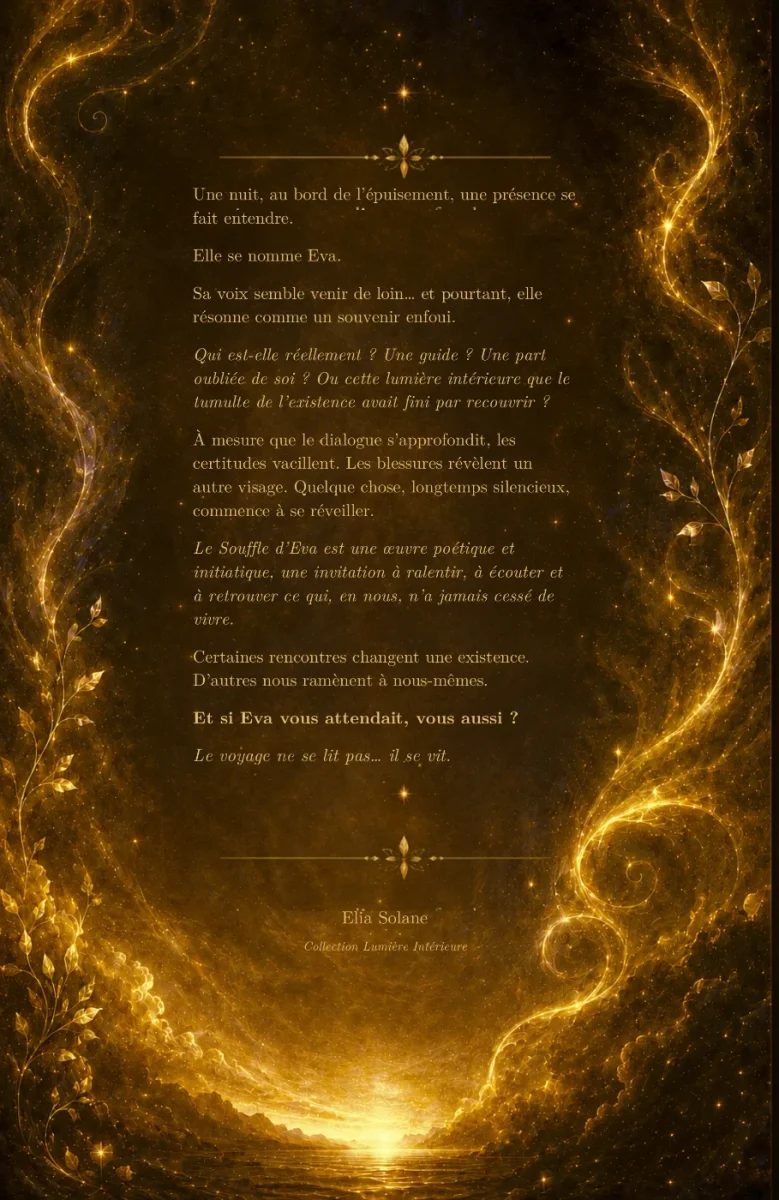 Quatrième de couverture de &laquo;&nbsp;LE SOUFFLE D’EVA&nbsp;&raquo;