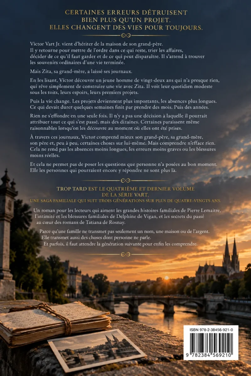 Quatrième de couverture de &laquo;&nbsp;Trop tard&nbsp;&raquo;