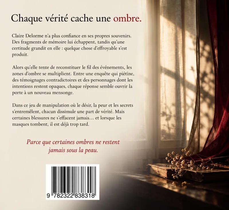 Quatrième de couverture de &laquo;&nbsp;Sous la peau de l'ombre&nbsp;&raquo;